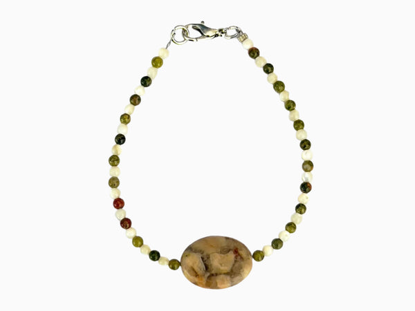 Tamar Bracelet (Green White Mixed and Sand Stone)