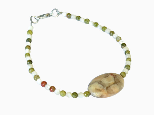 Tamar Bracelet (Green White Mixed and Sand Stone)