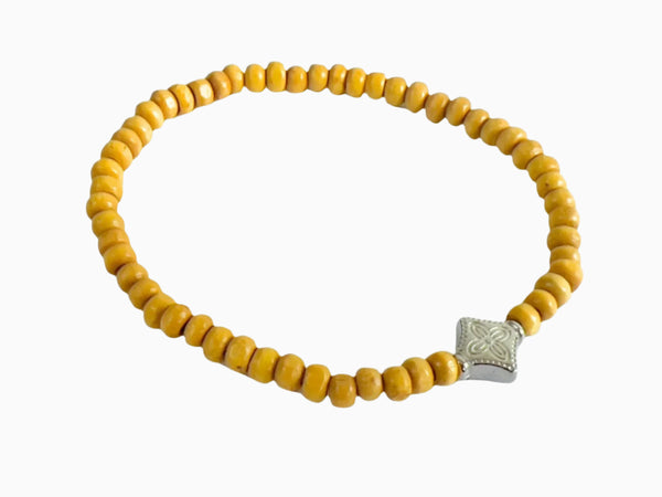 Wooden Beaded Bracelet  (Yellow)