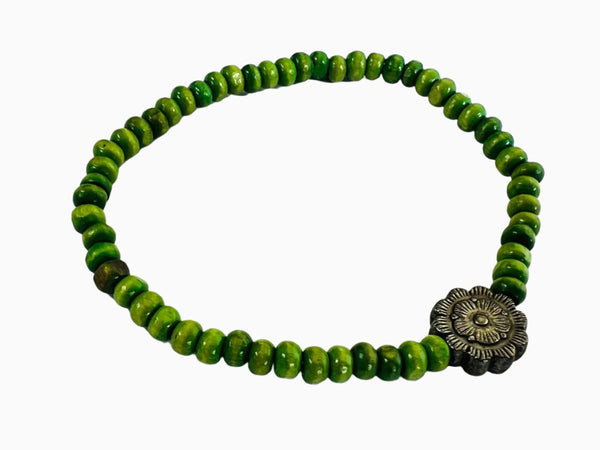 Wooden Beaded Bracelet  (Green)
