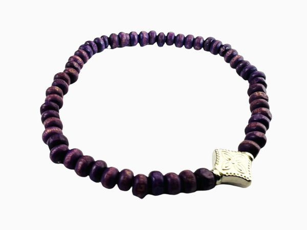 Wooden Beaded Bracelet  (Purple)