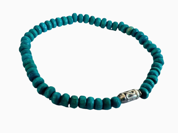 Wooden Beaded Bracelet  (Turquoise)