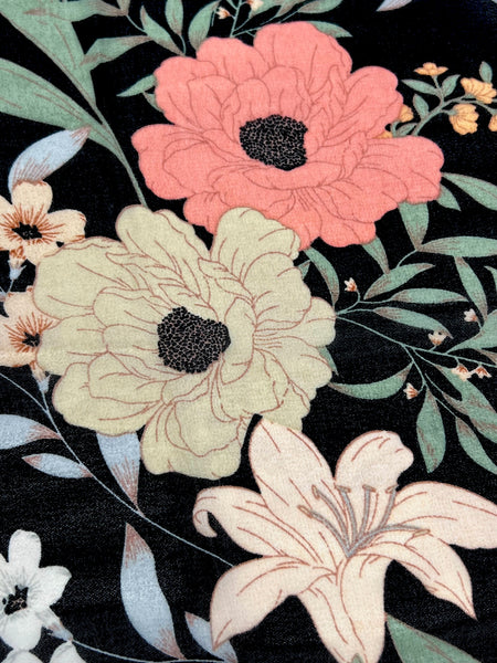 Iris and Flowers on a Black Scarf (9255)