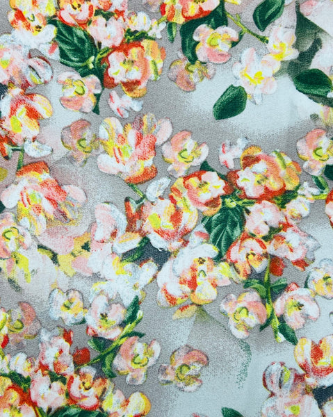 Pink Orange Yellow Floral on a Pink Scarf (9258)