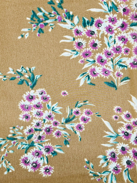 Purple Flowers on a Brown Scarf (9259)