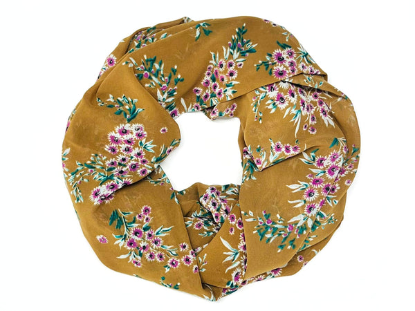 Purple Flowers on a Brown Scarf (9259)