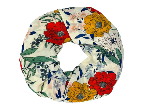 Red and Yellow Magnolia and Iris Scarf (9260)