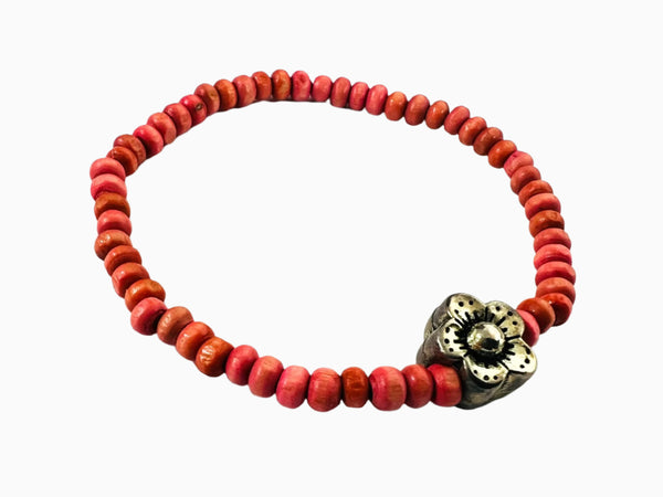 Wooden Beaded Bracelet  (Soft Pink)