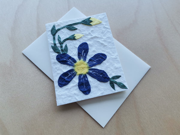 Mini Card: Blue Flower and Yellow buds (908)