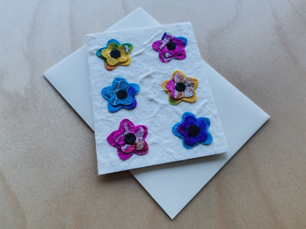 Mini Card: 6 Multi Color Flowers (909)