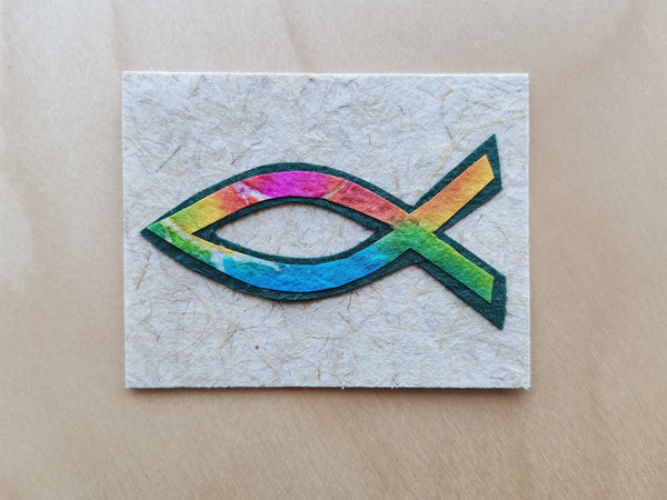 Mini Card: Multi Color Christian Fish (912)