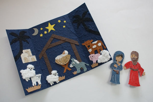 Stand-Up Christmas Nativity with Mary & Joseph - Can be used as Christmas Decoration or Christmas Card (271)