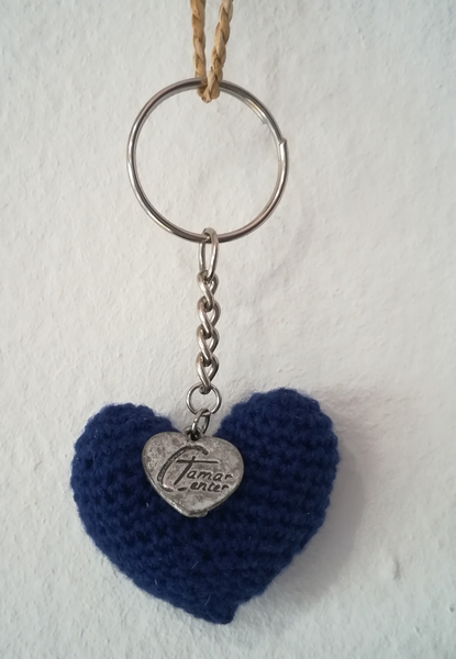 Crochet Heart Keyring with Tamar Heart (Various colours available)