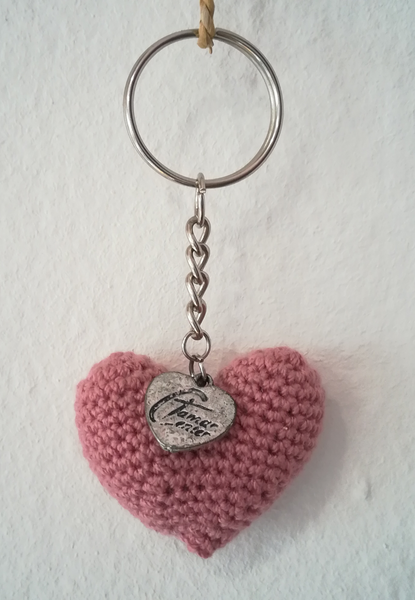 Crochet Heart Keyring with Tamar Heart (Various colours available)