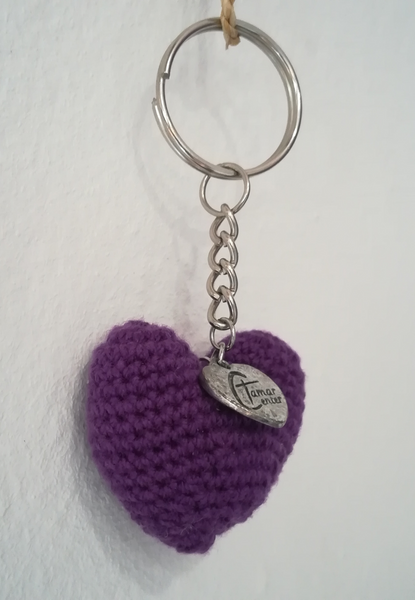 Crochet Heart Keyring with Tamar Heart (Various colours available)