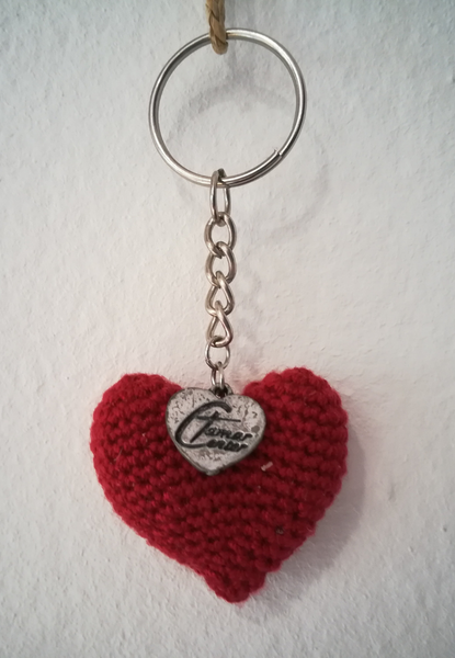 Crochet Heart Keyring with Tamar Heart (Various colours available)