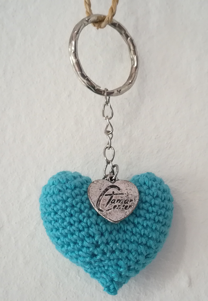 Crochet Heart Keyring with Tamar Heart (Various colours available)