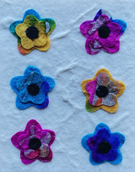 Mini Card: 6 Multi Color Flowers (909)