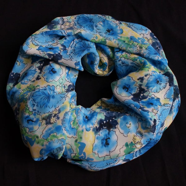 Blue Floral Design Scarf (9217)