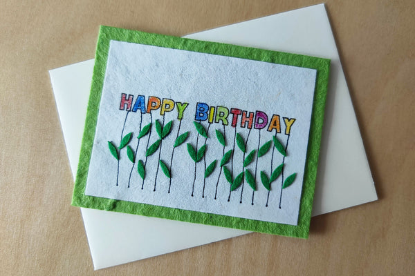 Mini Card: Happy Birthday Letters as Flowers (922)